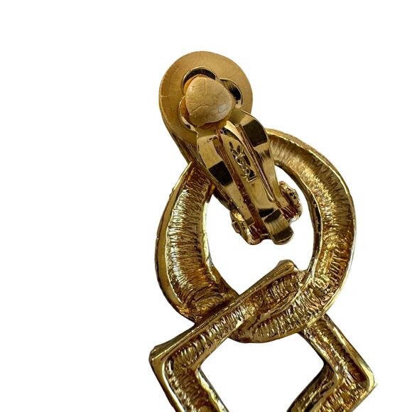 Yves Saint Laurent YSL Vintage Geometric Dangle Earrings - Picture 10 of 12